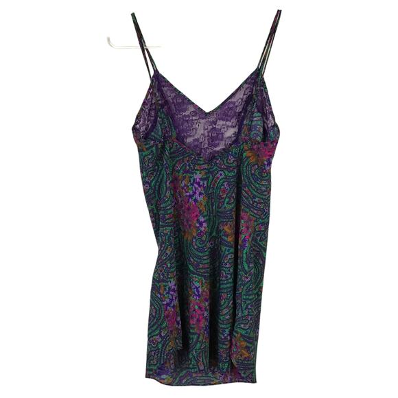 VTG Victoria's Secret Gold Label Lace Paisley Satin Print Nightgown Lingerie L - Picture 7 of 9